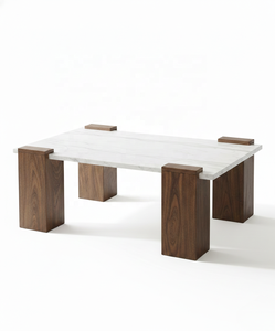 Mesa de centro contemporánea de madera con superficie de travertino para sala de estar B2B desde India - Product Image 4