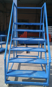 Hot Sale Mobile Safety Step Work Platform <b>Ladder</b> Heavy Duty Steel Foldable Industrial Warehouse <b>Ladder</b> with Handrails - Product Image 3