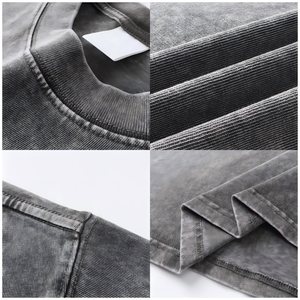 Custom Logo Printed 100% Cotton 275gsm Heavyweight Oversized Boxy <b>Tshirt</b> Streetwear Acid Wash Cropped t Shirts for Men - Product Image 2