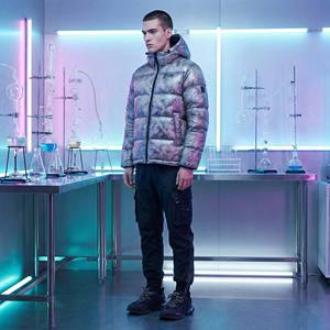 Chaqueta Acolchada Translúcida Informal para Hombre, de Poliéster/Algodón, con Relleno Visible, Cuello Alto, con Capucha, Estilo Urbano, para Otoño - Product Image 5