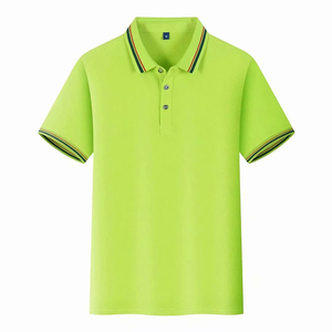Men's Lime <b>Green</b> Short Sleeve for Shirt Solid Color Pique Knitted Casual Breathable Design Button Closure Custom Logo OEM - Product Image 1