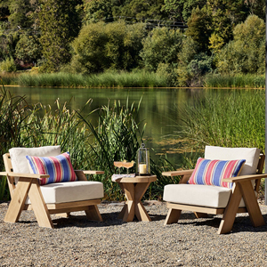 Sofá de Jardín Minimalista de Madera, un Asiento, Muebles de Exterior, Cojín Blanco, Diseño Duradero, Muebles de Exterior - Solari - Product Image 6