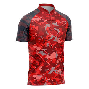 เสื้อเชิ้ตคอจีนพิมพ์ลายพรางแขนสั้นสำหรับผู้ชาย เสื้อเจอร์ซีย์ติดกระดุม คอตั้ง แบบยูนิเซ็กซ์ - Product Image 1