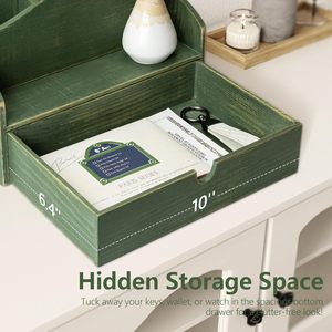 Premium Vintage Handmade Wood Desk Organizer Caddy with <b>Drawer</b> Mail Document Sorter Letter Tray Pen Holder <b>Storage</b> <b>Box</b> Wholesale - Product Image 4