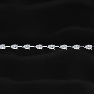 Brazalete de Diamantes en Forma de Pera con Claridad VVS-VS, Brazalete de Diamantes Cultivados en Laboratorio con Certificado IGI, Color D-F, CVD, para Venta al Por Mayor - Product Image 3