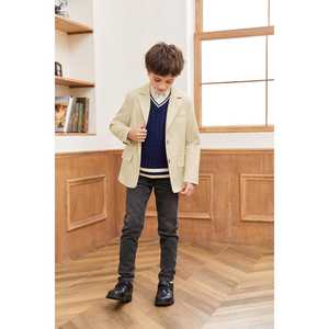 เสื้อเบลเซอร์เด็กผู้ชายปี 2025 แบบ 2 กระดุม ปกบาก แจ็คเก็ตสูทลำลอง เสื้อคลุม ชุดนักเรียนสำหรับเด็กและวัยรุ่น - Product Image 1