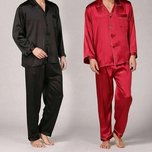Custom Made Classic Comfort Men's Thermal Satin Sleepwear <b>Suits</b> Mens <b>Pajama</b> Set Silk Sleepwear Soft Satin Nightgown Long Sleeve - Product Image 4