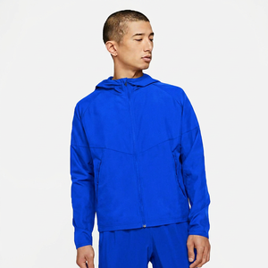 <b>Men's</b> Black Hooded Windproof Sports <b>Jacket</b> With Zipper Front Solid Color Regular Fit Polyester Material Autumn Wear - Product Image 2
