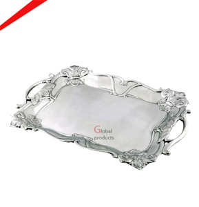 Plateau de service rectangulaire en métal argenté Royal Catering pour hôtels et restaurants, plateau décoratif pour boissons, plateau de table - Product Image 5