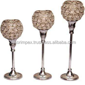 Bougeoir en métal et cristal le plus vendu pour la décoration de la maison au meilleur prix de gros de l'Inde - Product Image 1