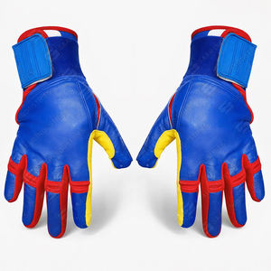 ถุงมือตีเบสบอล/ซอฟต์บอลสำหรับผู้ใหญ่และเยาวชน แบบยาว  ผสมสีน้ำเงิน แดง เหลือง  ทำจากหนัง - Product Image 2