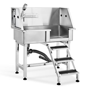 Vasca Professionale per Toelettatura Cani in Acciaio Inox da 34 Pollici con Rubinetto, Cassetto Portaoggetti e Ampia Gamma di Accessori, Stazione di Bagno per Cani con Rampa - Product Image 1
