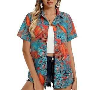 Chemise hawaïenne en coton doux pour femmes, à fleurs, pour l'été, la plage, boutonnée, décontractée, style Aloha - Product Image 2
