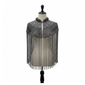 Capa de Hombro con Flecos de Cuentas de Lujo para Mujer, para Vestido de Noche o Boda, Chal Bordado con Cristales - Product Image 1