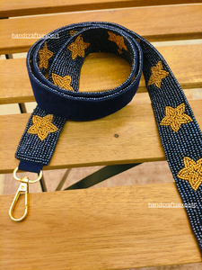 Beaded Star Pattern Luxury Strap <b>Navy</b> Blue Gold Stars Fashion Handbag <b>Accessory</b> Safety Portable High Quality - Product Image 4