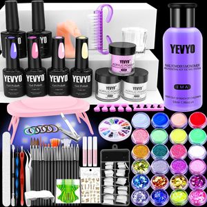 Kit per la Cura delle Unghie in Acrilico con Luce UV, 4 Colori di Smalto Gel e 24 Colori Glitterati, Include Monomero Liquido e Polvere - Set di Strumenti per il Trucco - Product Image 1