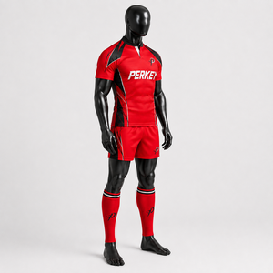 Conjunto de camiseta y pantalones cortos personalizados de primera calidad con tela de poliéster duradera para entrenamiento de equipo, uniforme de rugby, partidos de liga y rugby - Product Image 3