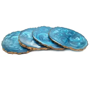 Sous-verre en résine personnalisé dernier cri pour boissons et tasses à thé, qualité supérieure, artisanat de designer, sous-verre bleu - Product Image 3