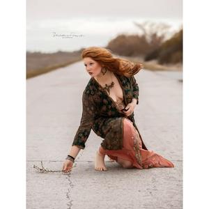 Bohemian Floral Print Kimono <b>Dress</b> With Hand Embroidery <b>Loose</b> Fit Long Sleeve V-Neck Asymmetrical Hem Chiffon Women's Casual - Product Image 1