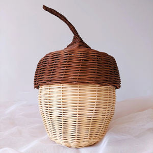 Panier de rangement en rotin en forme d'arçon avec couvercle, bac de rangement, panier pour organiser les chambres d'enfants - Product Image 1