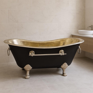 Bañera con patas de garra de oro negro de estilo antiguo con tapa, Material de cobre, bañera de lujo independiente para uso doméstico - Product Image 6