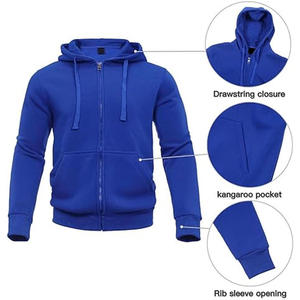 Ensemble sweat-shirt à capuche et pantalon bleu pour homme, coupe classique, couleur unie, tissu French Terry, vêtements d'automne - Product Image 2