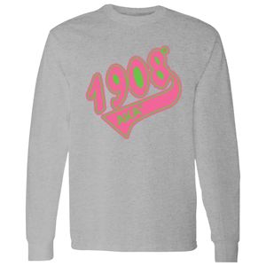 Sweat-shirt gris clair 1908 à manches longues, col rond, imprimé graphique, décontracté, pour femme, avec poignets côtelés, pour le quotidien - Product Image 1