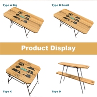 Table pliante d'extérieur en teck avec structure métallique de style tente de camping, design moderne, durable pour la cour et le parc