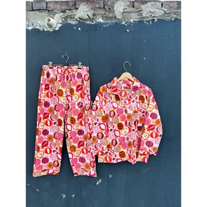 Women's Printed Dot Pattern Long Sleeve Pajama Set Casual Loose Fit Two Piece Turn-down Collar Spring <b>Summer</b> Wear - Product Image 1