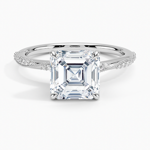 แหวน BOJ รุ่น 0150 ทรง Asscher Cut เงินแท้ 925 ประดับเพชรเม็ดเดี่ยวแบบ Migraine Prong Setting น้ำหนัก 2 กะรัต สี D ความสะอาด VVS1 มอยส์ซาไนต์ GRA ราคาประหยัด - Product Image 1