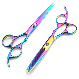 Nouvel ensemble de ciseaux de coiffure et de coupe de cheveux arc-en-ciel, ciseaux de barbier, ciseaux de coiffure avec logo personnalisé, ciseaux de haute qualité - Product Image 6