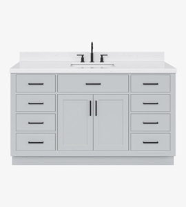 Meuble-lavabo de salle de bain Timothy sur mesure de 60 pouces, avec vasque simple, 9 options de finition, directement de l'usine au Vietnam - Product Image 1