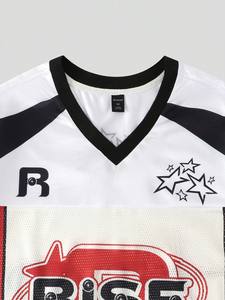 Camiseta de Fútbol Americano Retro para Hombre y Jóvenes, con Logotipo Personalizado, 100% Poliéster, Cuello en V, Transpirable, Estilo Urbano, Corte Holgado - Product Image 5