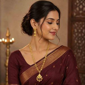 Colliers longs de mariée en or rempli 14K, 18K, 24K, style Dubaï, design turc traditionnel, ensemble de bijoux de mode, vente en gros - Product Image 3