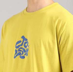 Camiseta Amarilla de Manga Corta para Hombre con Estampado de Letras Azules, Corte Regular, Cuello Redondo, Algodón Jersey, Transpirable, Estilo Urbano - Product Image 3