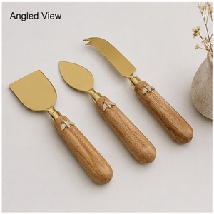 Ensemble de 3 couteaux à fromage en cuivre, manche en bois, lame polie, outil de cuisine durable, longueur 6,3 pouces - Product Image 3