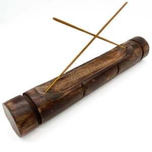 Support à bâtonnets d'encens en bois massif fait main, double plateau en bambou pour cendres, décoration zen pour la méditation, la maison et les cadeaux - Product Image 1