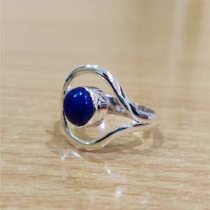 Unisex Lapis Lazuli <b>Statement</b> <b>Ring</b> Crafted 925 <b>Silver</b> - Fine Jewelry for Everyday Wear & Occasion Gift - Product Image 2