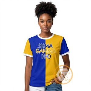 เสื้อยืดชมรมหญิงซิกมาแกมมาโร ขายส่ง ผ้าฝ้ายเจอร์ซีย์ 100% ระบายอากาศได้ดี แห้งเร็ว เหมาะสำหรับฤดูร้อน เสื้อผ้าสไตล์กรีก - Product Image 1