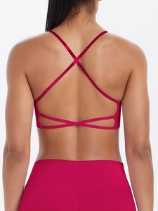 Strappy Backless Sports Bra Women Low Cut Activewear Camisole Removable Padding Wirefree Lift Bralette Workout Crop - Product Image 2