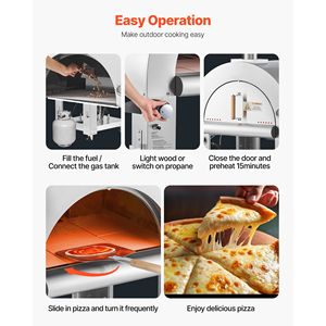 Forno Pizza Portatile da 26 Pollici a Doppia Alimentazione (Pellet e Gas) per Esterni, con Forno per Pizza in Cordierite Rinforzato - Product Image 6