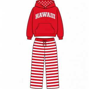 ชุดเซ็ตฮาวายสำหรับผู้หญิง เสื้อฮู้ดดี้และกางเกงขายาวลายทาง สไตล์ลำลอง ทรงหลวม ผ้าเนื้อดี ทันสมัย - Product Image 4