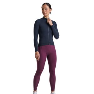 Women's Navy Blue <b>Long</b> <b>Sleeve</b> <b>Cycling</b> <b>Jersey</b> Full Zip Performance Road Bike Top - Product Image 2