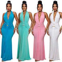 Robe longue moulante froncée 2026, élégante et décontractée, avec décolleté romantique et sexy, couleur unie, style Y2K, pour femme, idéale pour l'été