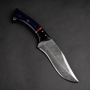 Couteau de chasse Bowie EDC en acier Damas à lame droite, fait main, avec étui en cuir, livraison directe, fabrication OEM - Product Image 4