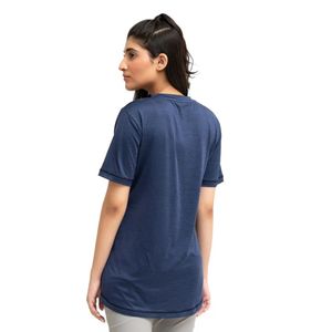 T-shirt pour femme bleu marine à manches courtes et col rond, ourlet incurvé, coupe décontractée, basique, léger, mode féminine estivale - Product Image 6