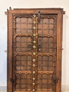 Panneaux de porte en bois massif antique avec cadre sculpté à la main, écologiques, pour chambre, extérieur, salon, meubles de maison - Product Image 4