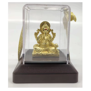 Statue de Ganesha en or dans une boîte en verre transparente, artisanat religieux fait main, décoration pour la maison, le temple, les mariages, la salle de Puja et les festivals - Product Image 5