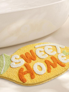 Customised Hot Selling Unique Sweet Home Lemon Bath <b>Mat</b> – Cute Citrus Shaped Non-Slip Floor Rug, <b>Bathrooms</b> rug for multi use - Product Image 3