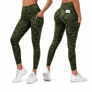 Custom Women's High Waisted Elastic Waist <b>Camouflage</b> Pocket <b>Leggings</b> Workout Yoga Pants Breathable Quick Dry Compression - Product Image 1